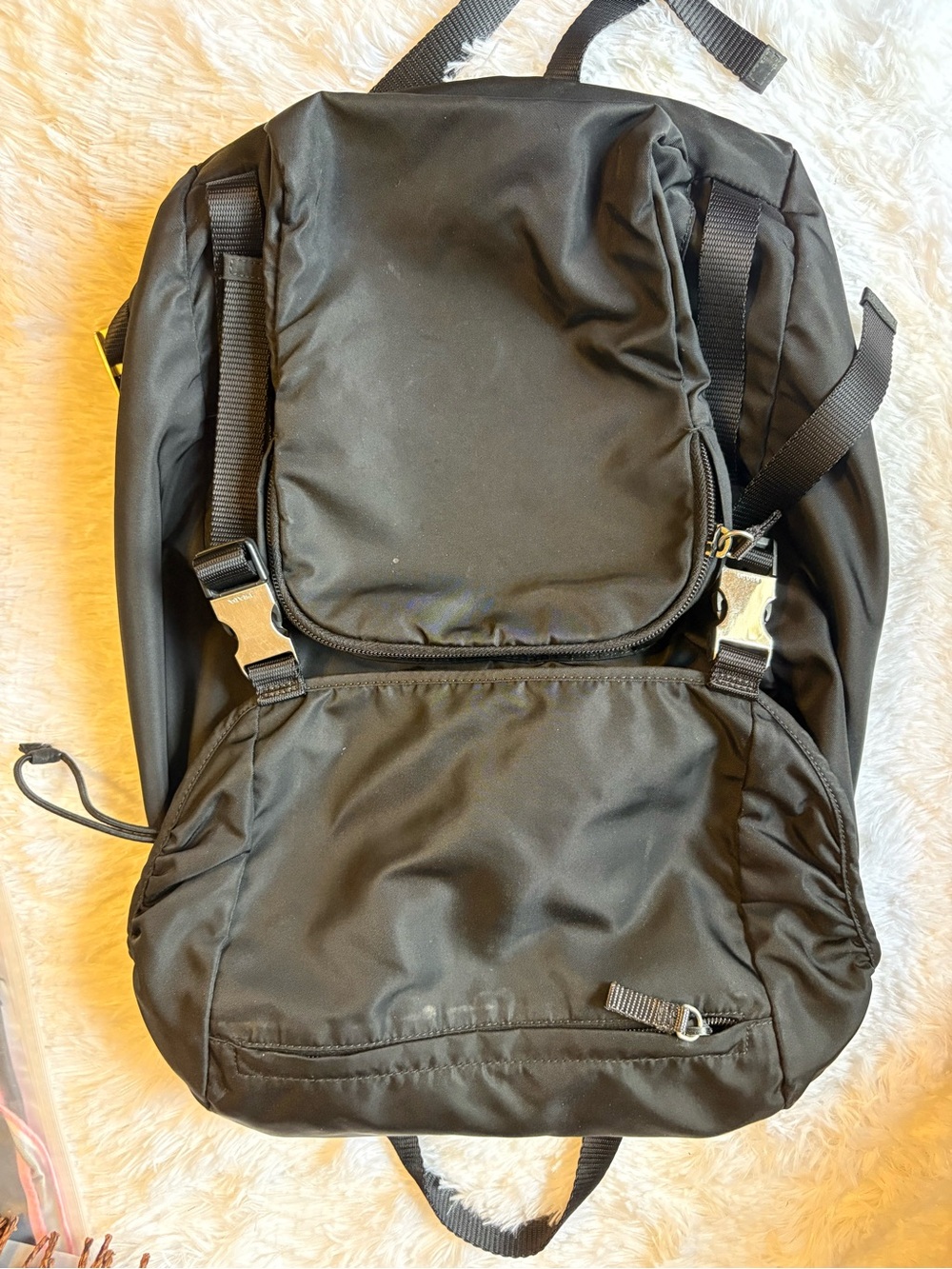 Prada Black Nylon Vintage Multi-Pocket Backpack